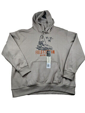 Field & Stream Hoodie Trout Fishing Hunting Geese Duck Tan/gray Pocket 2XL NEW